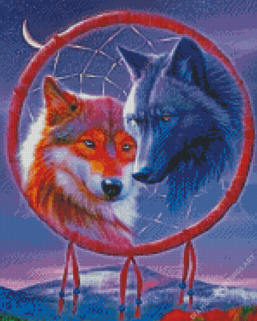 Wolf Dream Catcher diamond painting