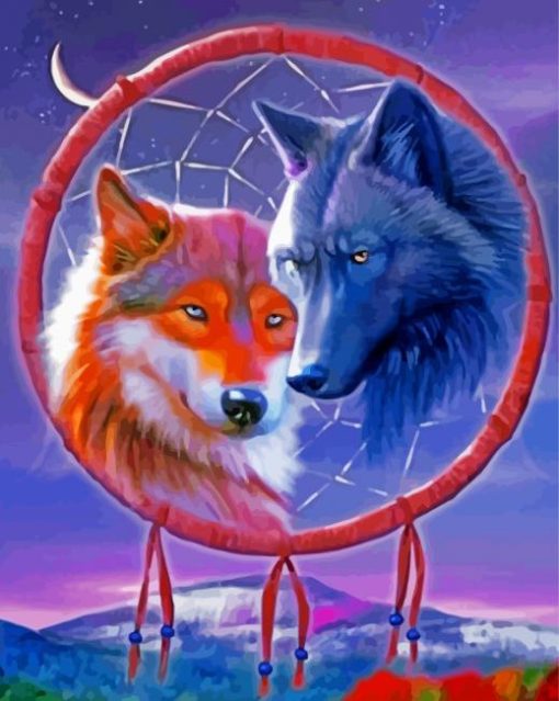 Wolf Dream Catcher diamond painting