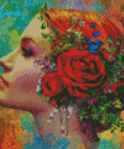 Woman with Flowers In Her Hair diamond painting