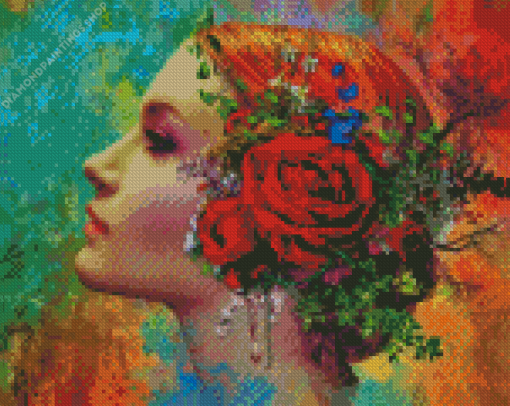 Woman with Flowers In Her Hair diamond painting