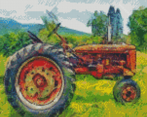 Abstract Red Tractor diamond painting