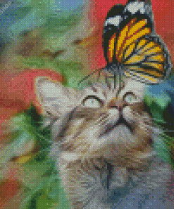 Aesthetic Butterfly On Cat diamond painting