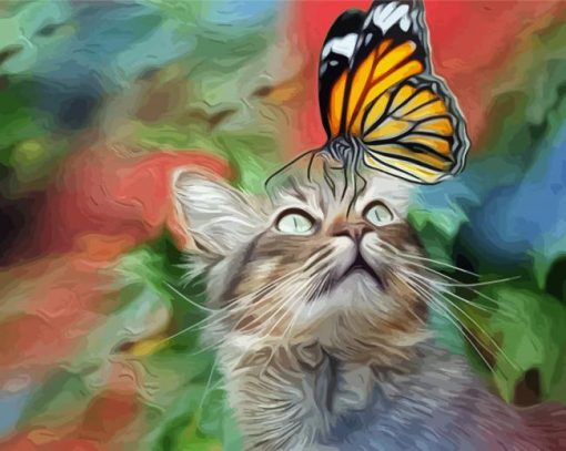 Aesthetic Butterfly On Cat diamond painting