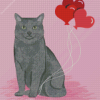 Aesthetic Cat With A Heart Balloons diamond painting