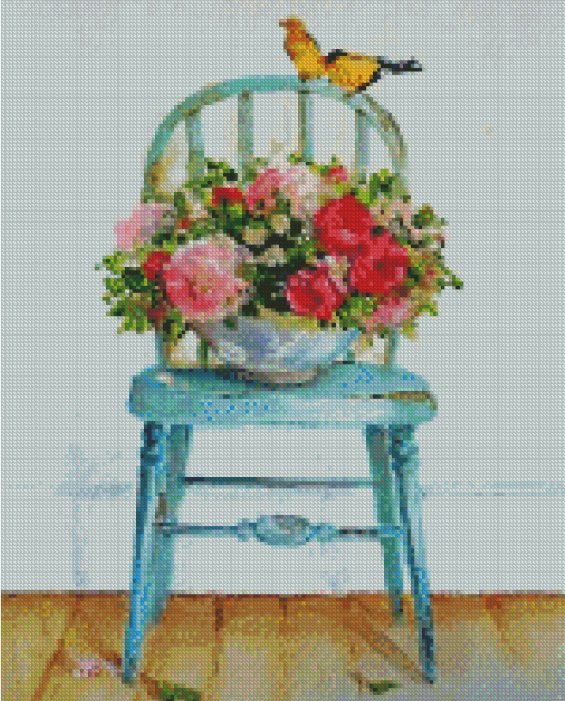 Aesthetic Flowers On Chair diamond painting