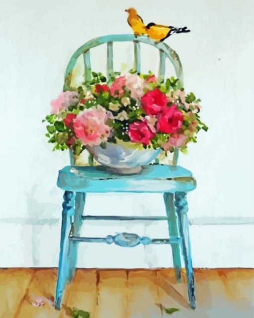 Aesthetic Flowers On Chair diamond painting