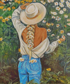 Aesthetic Lady In White Hat diamond painting