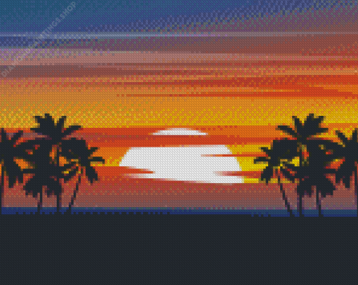 Aesthetic Sunset Palm Tree diamond painting