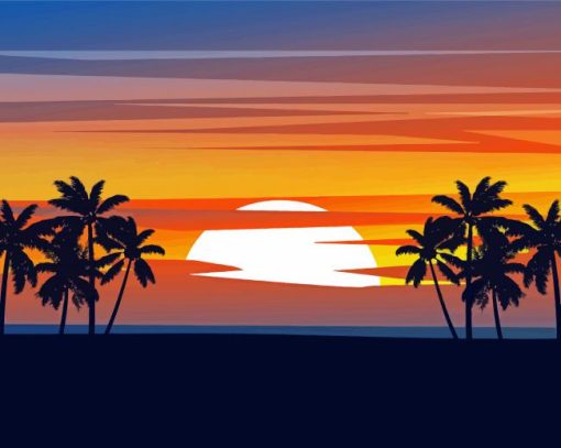 Aesthetic Sunset Palm Tree diamond painting