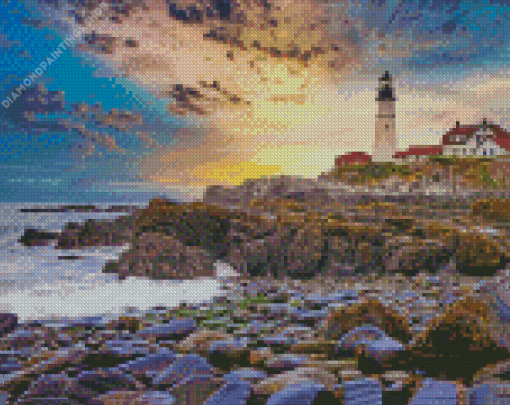 Aesthetic Portland Lighthouse diamond painting