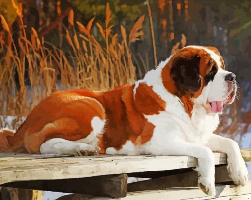 Brown St Bernard Dog diamond painting