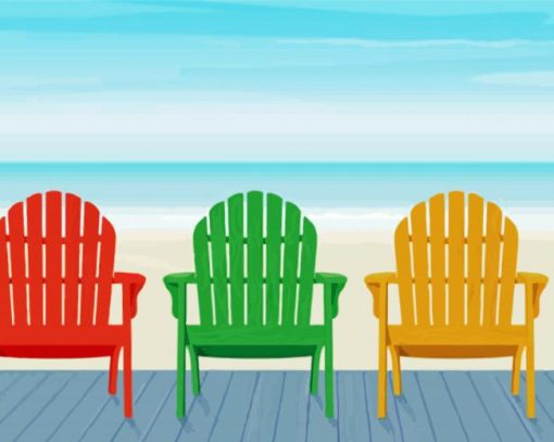 Colorful Adirondack Chairs diamond painting