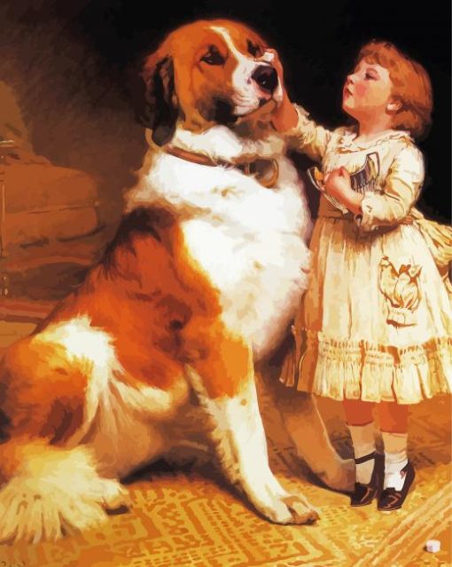 Cute Dog With Child diamond painting