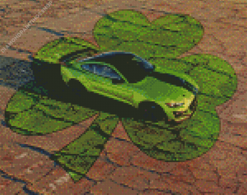Green Mustang Ford Car diamond painting
