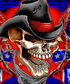 Skull With Confederate Flag diamond painting