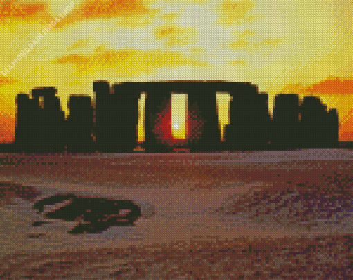 Stone Circle Silhouette At Sunset diamond painting