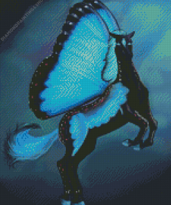 Black Blue Butterfly Horse diamond painting