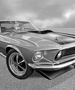 Black And White Old Mach 1 Mustang diamond painting
