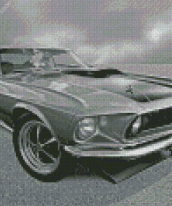 Black And White Old Mach 1 Mustang diamond painting