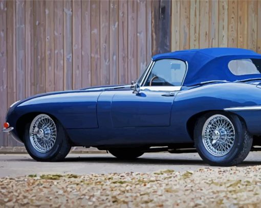 Blue Jaguar Type 1 Car diamond painting