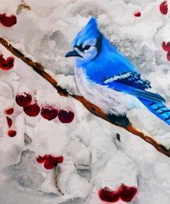 Blue Jay In Winter Snow diamond painting
