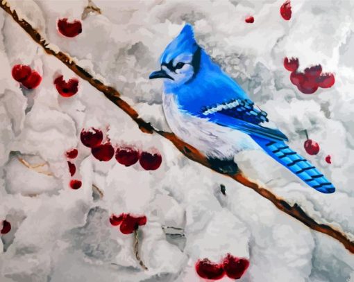 Blue Jay In Winter Snow diamond painting
