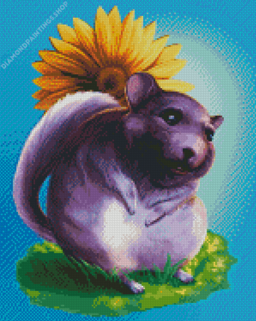 Chinchilla With Sunflower diamond painting