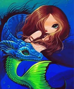 Dragon And Mermaid Illustration diamond painting