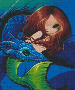 Dragon And Mermaid Illustration diamond painting