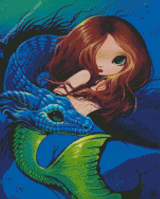 Dragon And Mermaid Illustration diamond painting