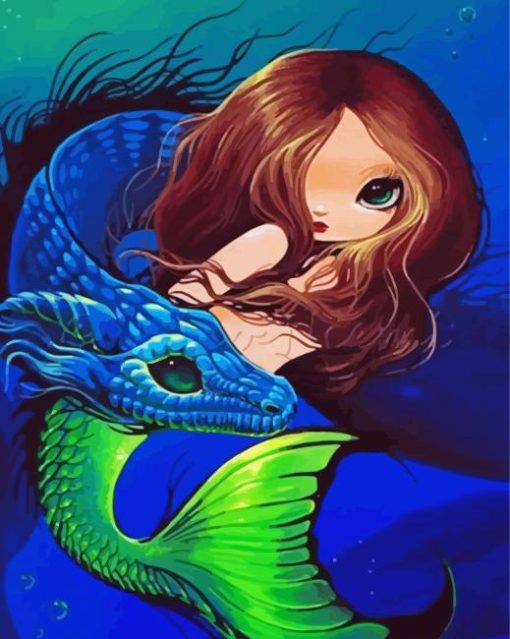 Dragon And Mermaid Illustration diamond painting