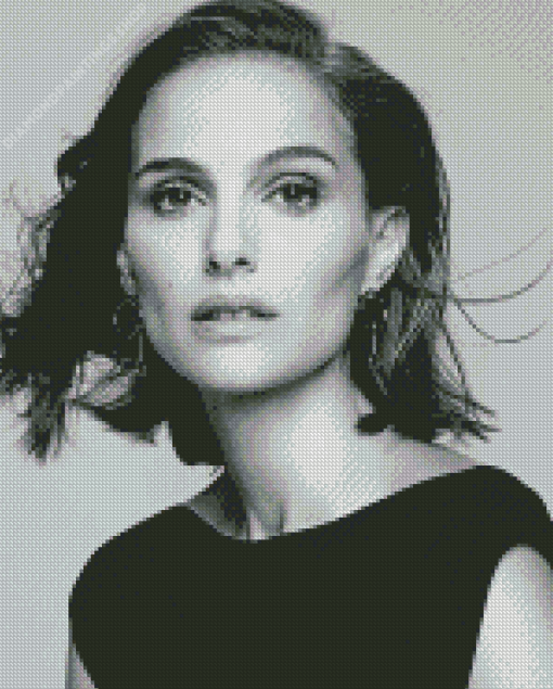 Natalie Portman Black And White Portrait diamond painting