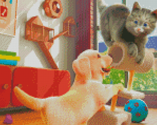 Puppy And Kitten Cartoon diamond painting