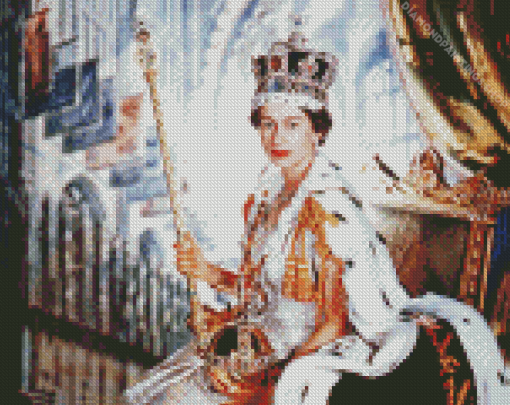 Queen Elizabeth With The Coronation Crown diamond painting