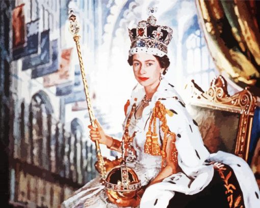 Queen Elizabeth With The Coronation Crown diamond painting