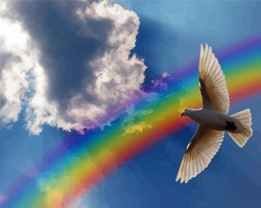 Rainbow With Dove diamond painting