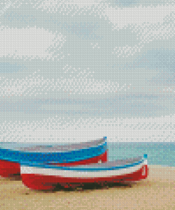 Row Of Wood Boats On Beach diamond painting