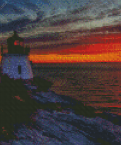 Sunset At RI Lighthouse Castle Hill diamond painting