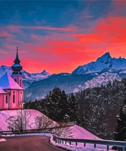 Sunset Winter Bavaria diamond painting