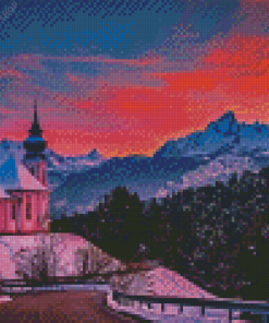 Sunset Winter Bavaria diamond painting