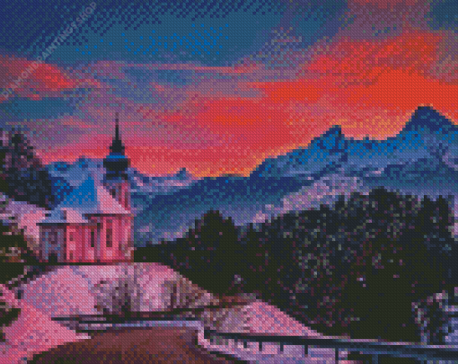 Sunset Winter Bavaria diamond painting