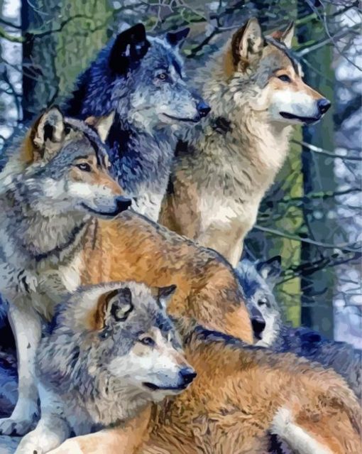 Wolf Pack Animals diamond painting