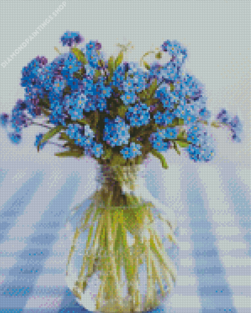 Aesthetic Blue Flowers In Jar diamond painting