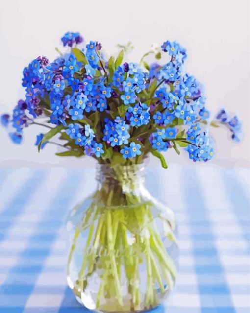 Aesthetic Blue Flowers In Jar diamond painting