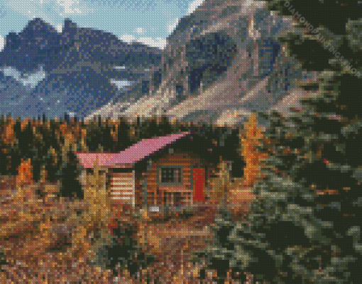 Aesthetic Fall Cabin Illlustration diamond painting