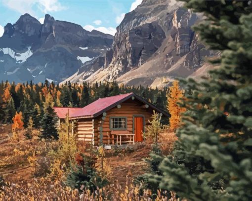 Aesthetic Fall Cabin Illlustration diamond painting