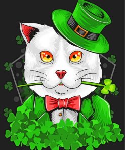 Aesthetic St Patrick Kitten diamond painting