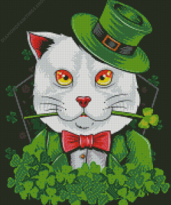 Aesthetic St Patrick Kitten diamond painting