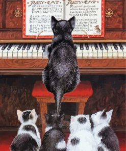 Aesthetic Cat And Piano diamond painting