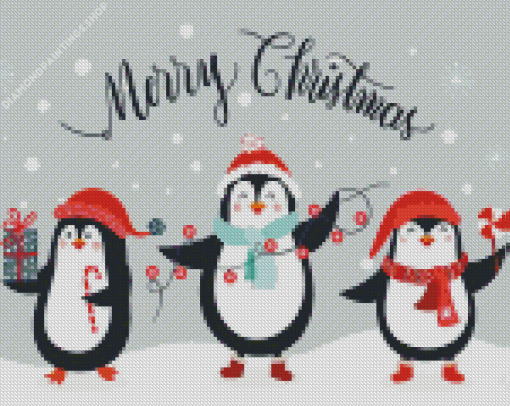 Aesthetic Penguin Christmas diamond painting